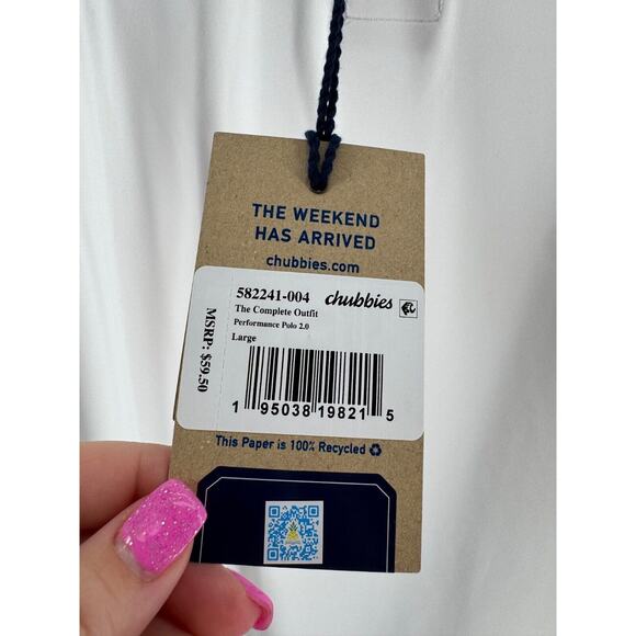 Two (2) Chubbies Men's White The Complete Outfit Performance Polo 2.0 Size L NEW - Picture 5 of 5